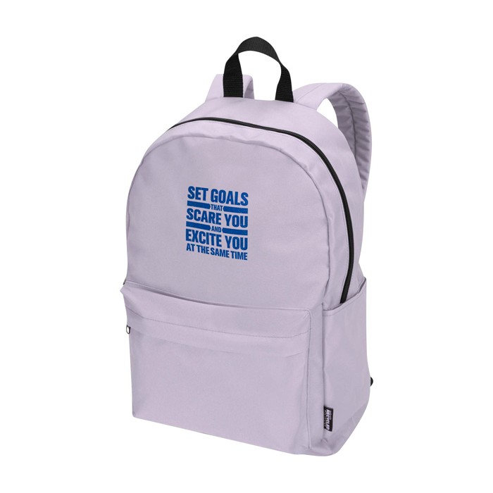 Mochila urban ecológica y repelente al agua 16L para PC 14” color lila vista impresión transfer