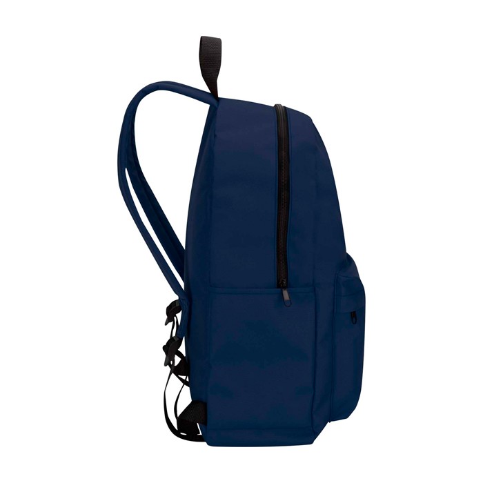 Mochila urban ecológica y repelente al agua 16L para PC 14” color azul marino vista lateral