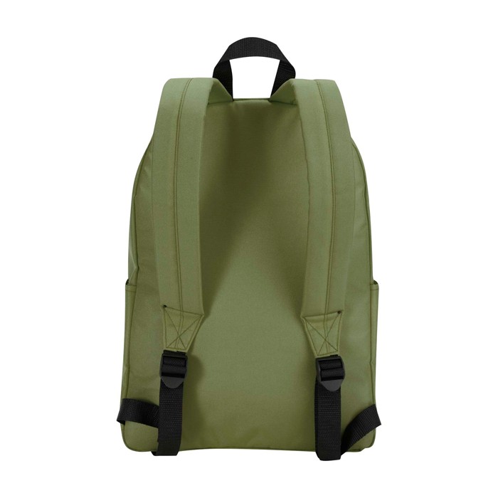 Mochila urban ecológica y repelente al agua 16L para PC 14” color verde oliva segunda vista trasera