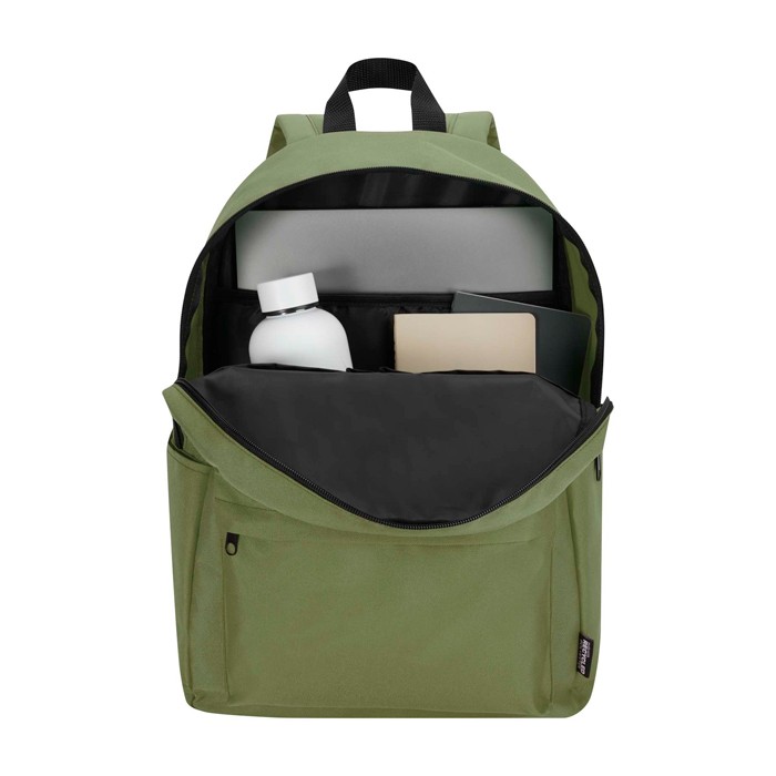 Mochila urban ecológica y repelente al agua 16L para PC 14” color verde oliva segunda vista
