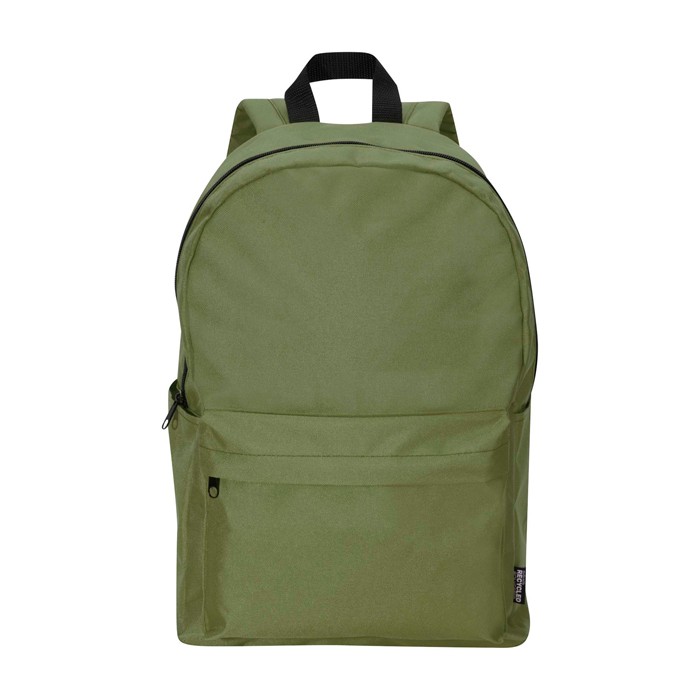 Mochila urban ecológica y repelente al agua 16L para PC 14” color verde oliva segunda vista frontal