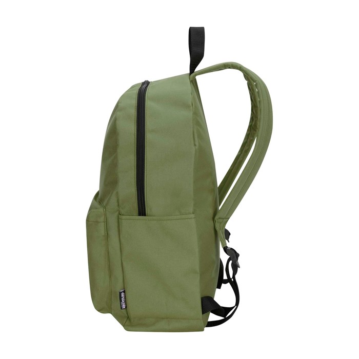 Mochila urban ecológica y repelente al agua 16L para PC 14” color verde oliva segunda vista lateral