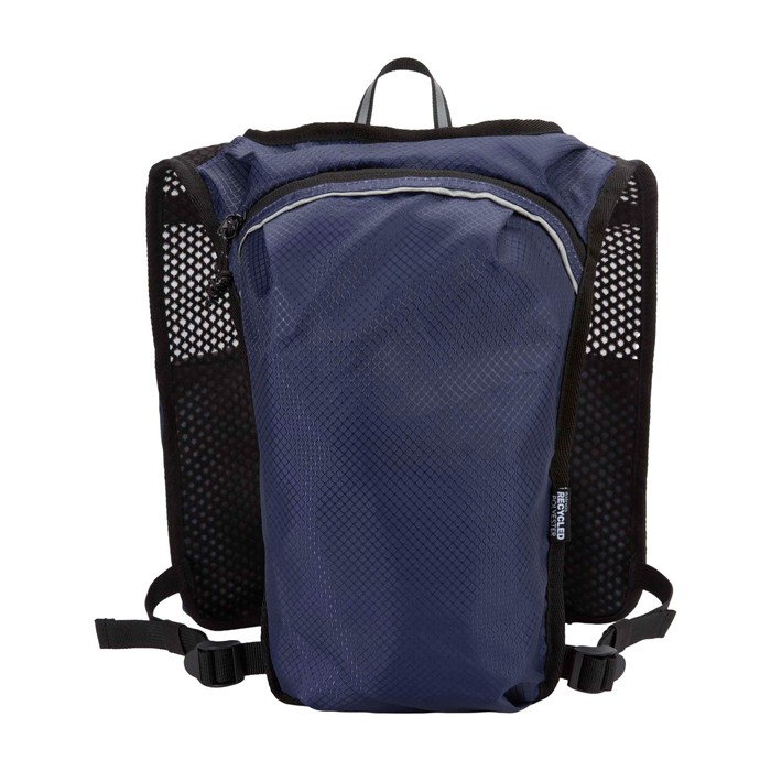 Chaleco de hidratación para running impermeable y reflectante color azul marino segunda vista trasera Chaleco de hidratación para running impermeable y reflectante color azul marino segunda vista trasera