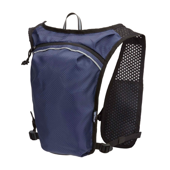 Chaleco de hidratación para running impermeable y reflectante color azul marino tercera vista Chaleco de hidratación para running impermeable y reflectante color azul marino tercera vista