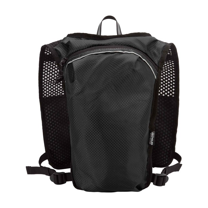 Chaleco de hidratación para running impermeable y reflectante color negro segunda vista trasera Chaleco de hidratación para running impermeable y reflectante color negro segunda vista trasera