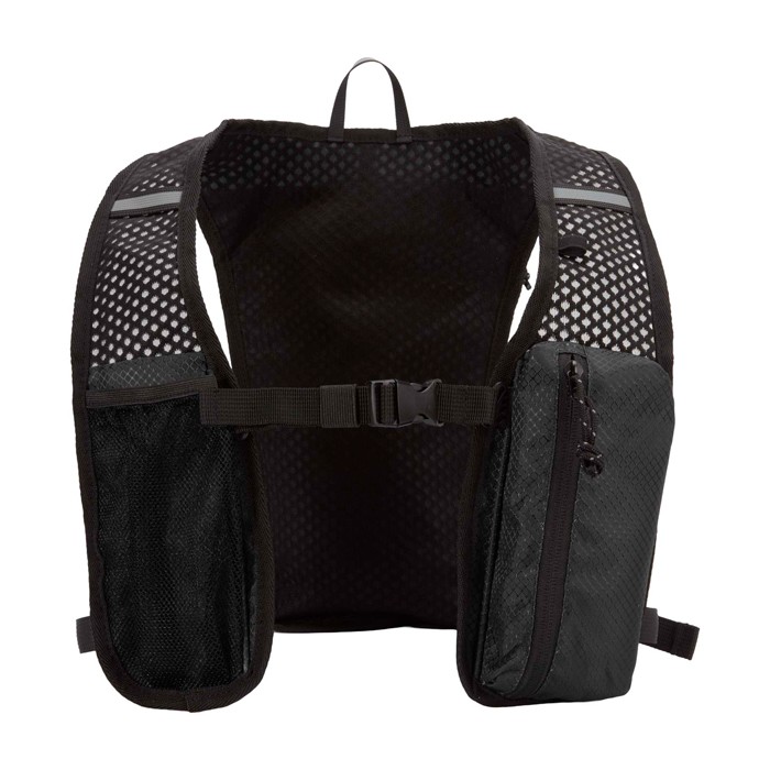Chaleco de hidratación para running impermeable y reflectante color negro segunda vista frontal Chaleco de hidratación para running impermeable y reflectante color negro segunda vista frontal