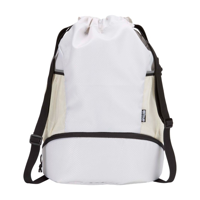 Bolsa sport con tejido reciclado impermeable y zapatero 18L color arena segunda vista frontal Bolsa sport con tejido reciclado impermeable y zapatero 18L color arena segunda vista frontal