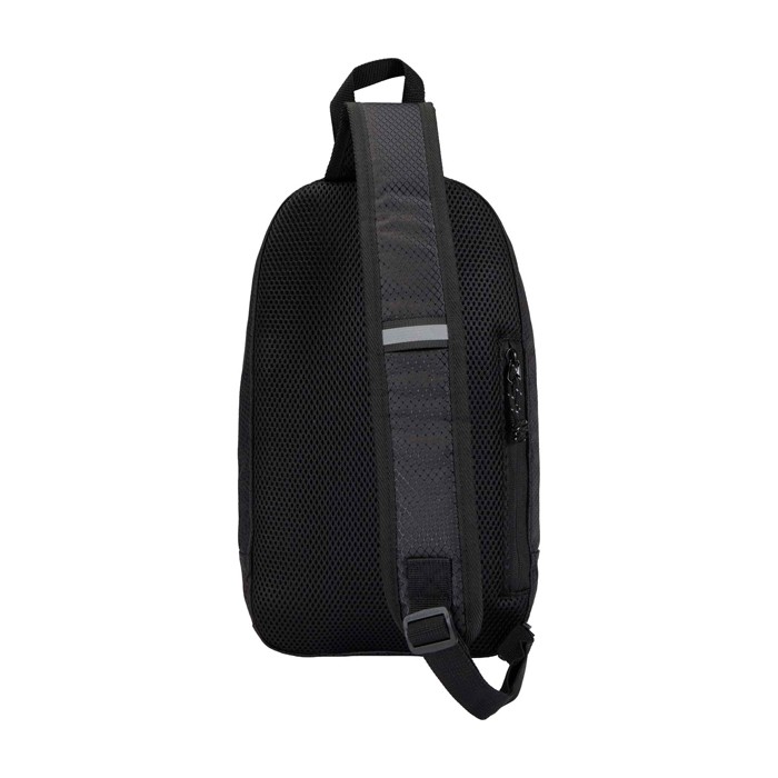 Bolsa bandolera de hidratación con tejido reciclado impermeable 6L color negro segunda vista trasera