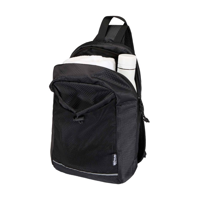 Bolsa bandolera de hidratación con tejido reciclado impermeable 6L color negro segunda vista