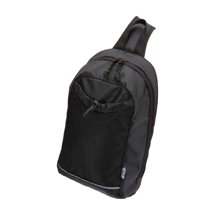 Bolsa bandolera de hidratación con tejido reciclado impermeable 6L color negro tercera vista