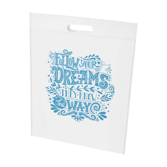 Bolsa de non woven reciclado termosellada y ultraresistente 5L color blanco vista impresión serigrafía