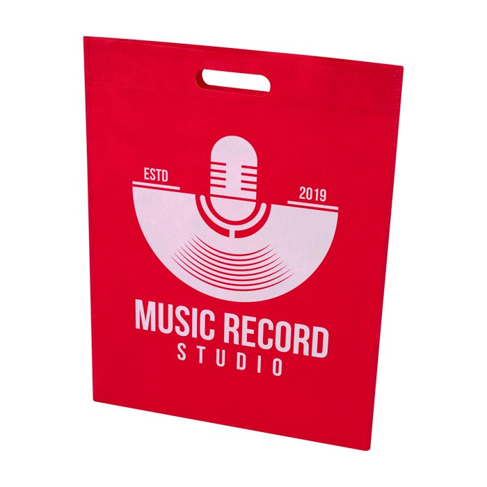 Bolsa de non woven reciclado termosellada y ultraresistente 5L color rojo vista impresión serigrafía