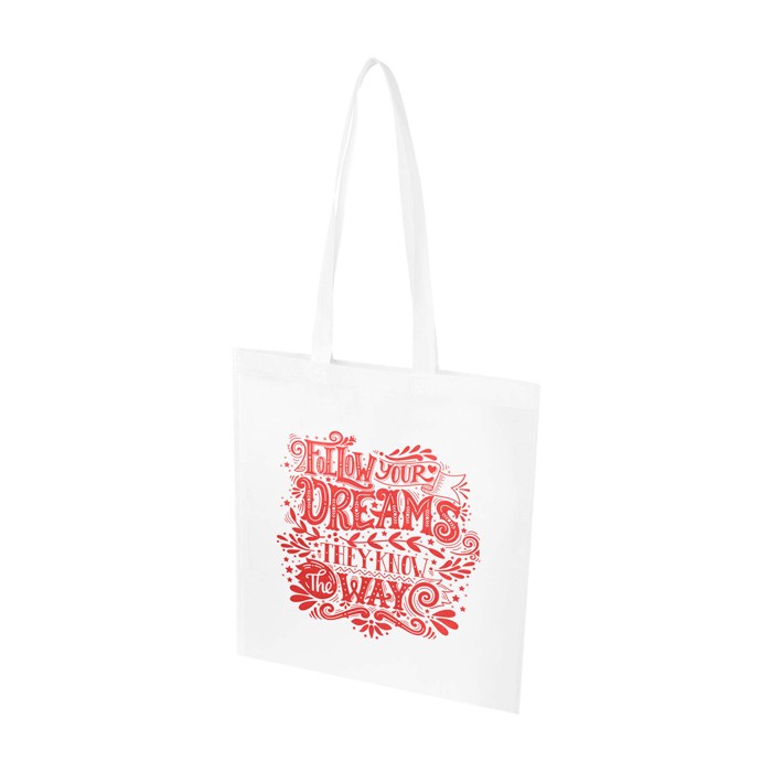 Bolsa multiusos de non woven reciclado resistente al desgarro 6L color blanco vista impresión serigrafía