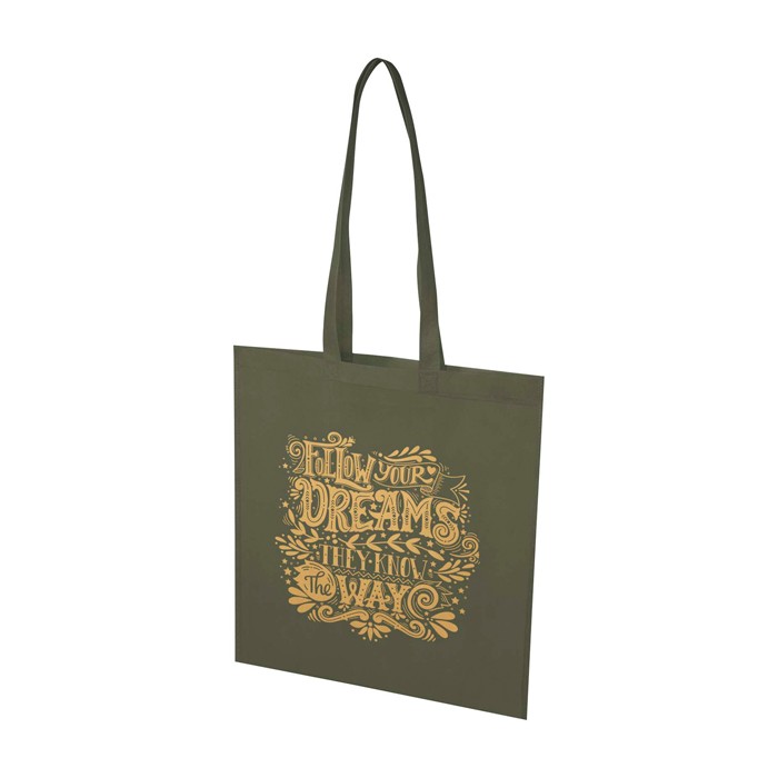 Bolsa multiusos de non woven reciclado resistente al desgarro 6L color verde oscuro vista impresión serigrafía