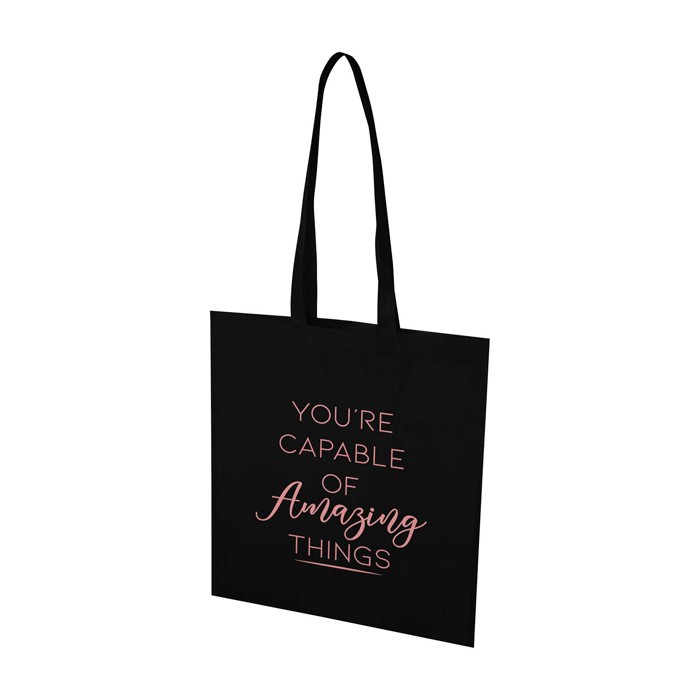 Bolsa multiusos de non woven reciclado resistente al desgarro 6L color negro vista impresión serigrafía