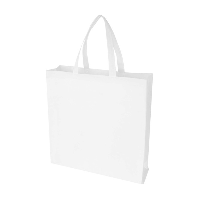 Bolsa para la compra non woven reciclada y duradera con fuelle color blanco
