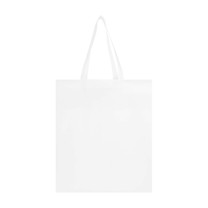 Bolsa para la compra non woven reciclada y duradera con fuelle color blanco segunda vista frontal