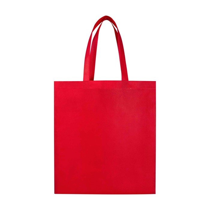 Bolsa para la compra non woven reciclada y duradera con fuelle color rojo segunda vista trasera