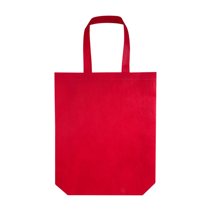 Bolsa para la compra non woven reciclada y duradera con fuelle color rojo tercera vista frontal
