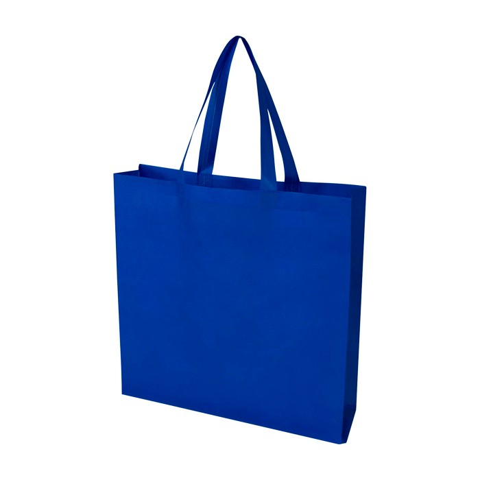 Bolsa para la compra non woven reciclada y duradera con fuelle color azul real