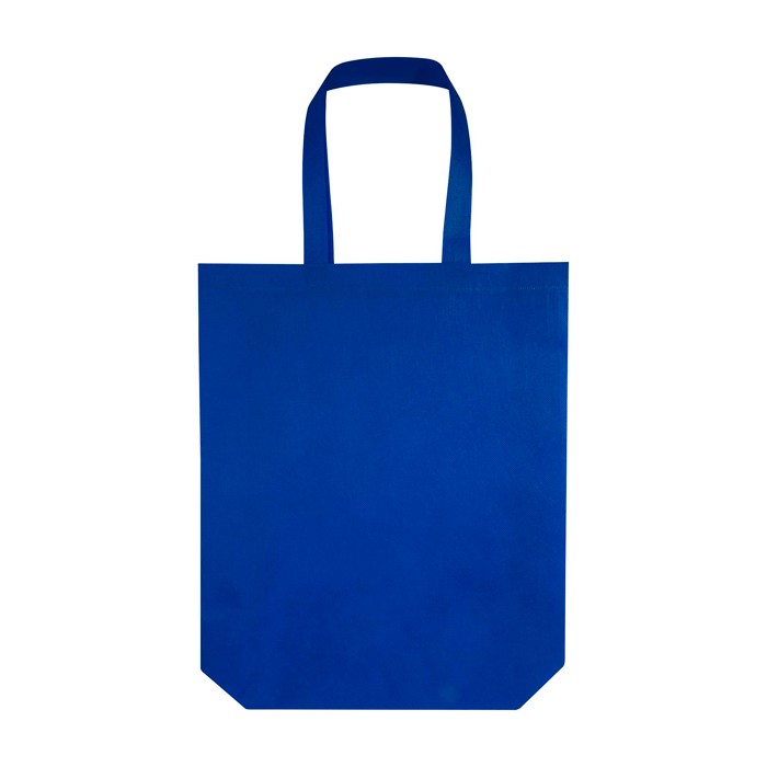 Bolsa para la compra non woven reciclada y duradera con fuelle color azul real tercera vista frontal