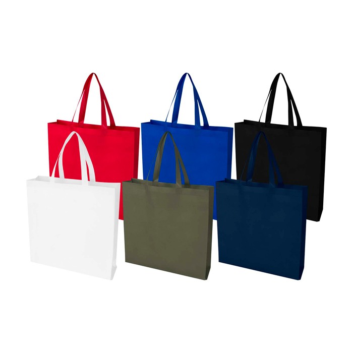 Bolsa para la compra non woven reciclada y duradera con fuelle color azul real segunda vista varios colores