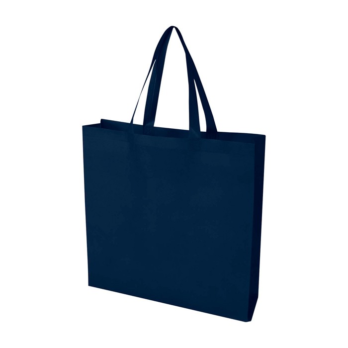 Bolsa para la compra non woven reciclada y duradera con fuelle color azul marino
