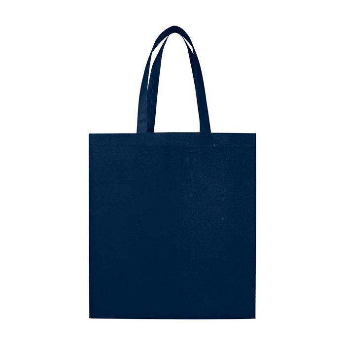 Bolsa para la compra non woven reciclada y duradera con fuelle color azul marino segunda vista trasera
