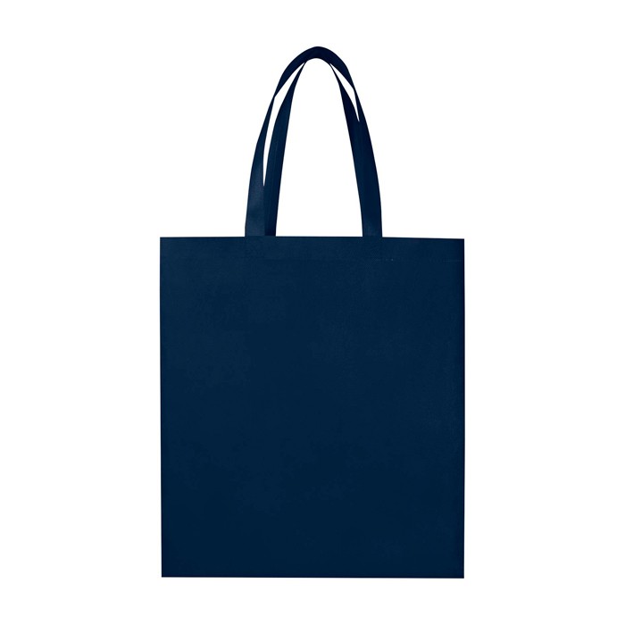 Bolsa para la compra non woven reciclada y duradera con fuelle color azul marino segunda vista frontal