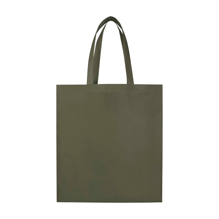 Bolsa para la compra non woven reciclada y duradera con fuelle color verde oscuro segunda vista trasera