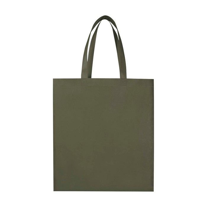 Bolsa para la compra non woven reciclada y duradera con fuelle color verde oscuro segunda vista frontal