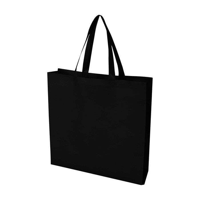 Bolsa para la compra non woven reciclada y duradera con fuelle color negro