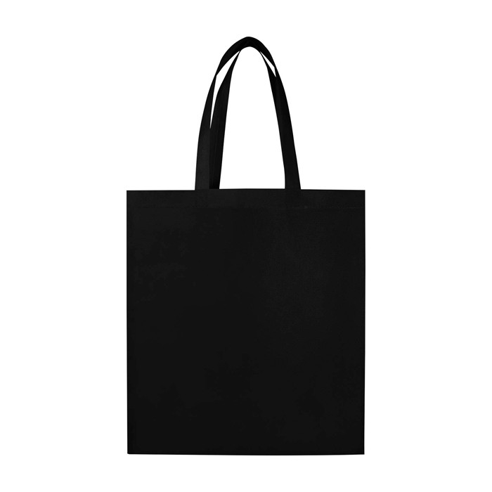 Bolsa para la compra non woven reciclada y duradera con fuelle color negro segunda vista trasera
