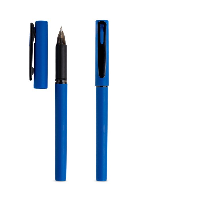 Roller reciclado con cuerpo gomoso y escritura suave tinta negra color azul real vista 1 Roller reciclado con cuerpo gomoso y escritura suave tinta negra color azul real vista 1