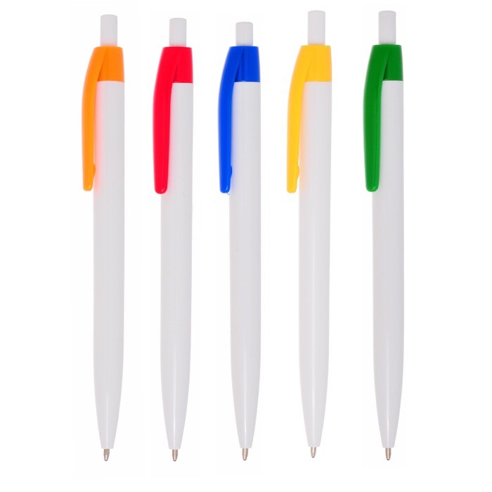 Bolígrafo de plástico con clip de color y pulsador tinta negra vista 4 Bolígrafo de plástico con clip de color y pulsador tinta negra vista 4