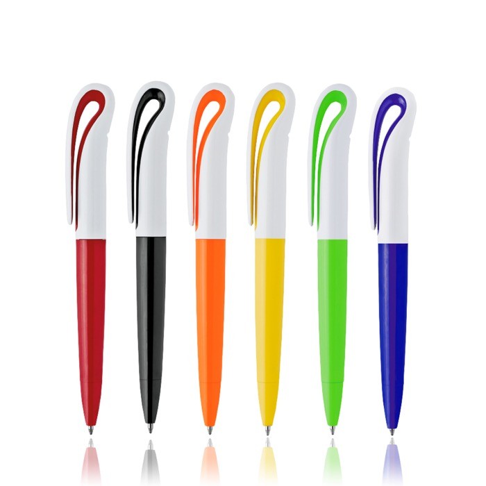 Bolígrafo estilo cisne de plástico en varios colores tinta negra