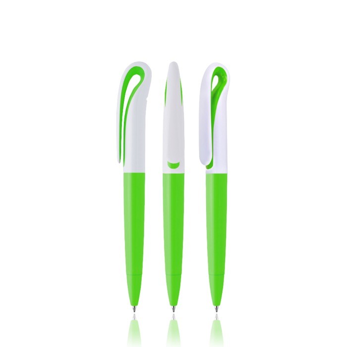 Bolígrafo estilo cisne de plástico en varios colores tinta negra color verde claro