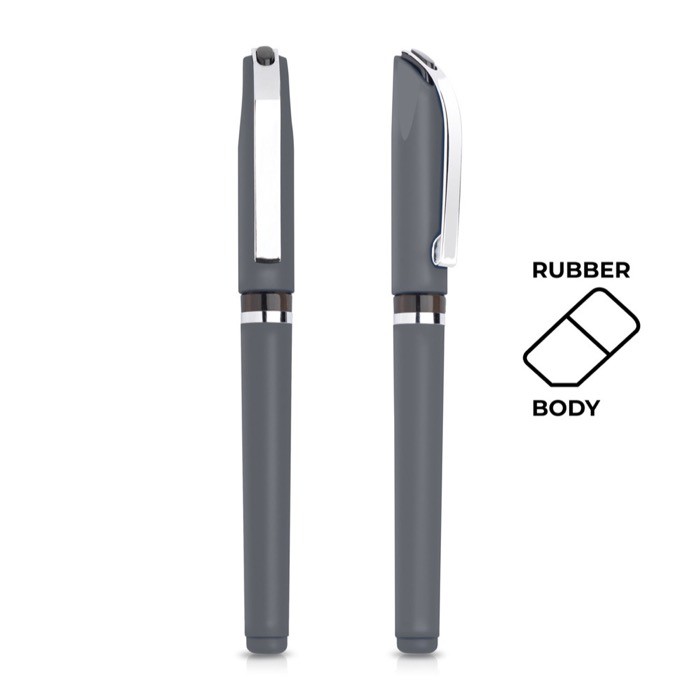 Roller ergonómico de plástico con acabado de caucho tinta negra color gris claro