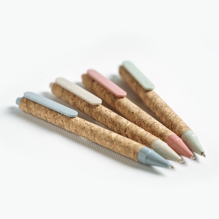 Bolígrafo de fibra de trigo y corcho con pulsador tinta negra vista 1 Bolígrafo de fibra de trigo y corcho con pulsador tinta negra vista 1