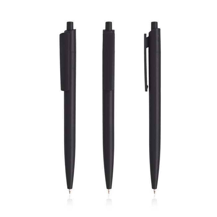 Bolígrafo ecológico con cuerpo monocolor y clip ancho tinta azul color negro vista 11 Bolígrafo ecológico con cuerpo monocolor y clip ancho tinta azul color negro vista 11