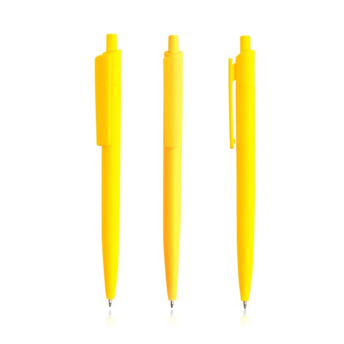 Bolígrafo ecológico con cuerpo monocolor y clip ancho tinta azul color amarillo Bolígrafo ecológico con cuerpo monocolor y clip ancho tinta azul color amarillo