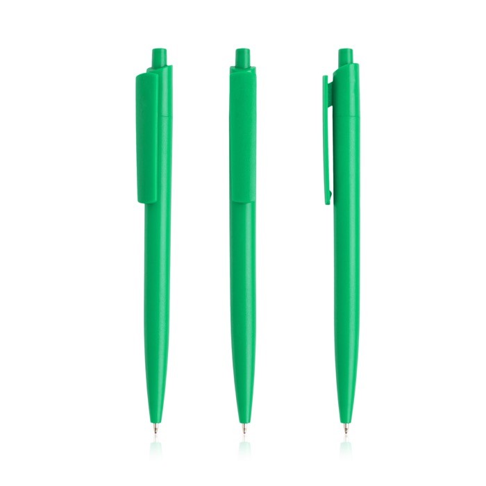 Bolígrafo ecológico con cuerpo monocolor y clip ancho tinta azul color verde Bolígrafo ecológico con cuerpo monocolor y clip ancho tinta azul color verde