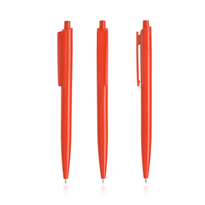 Bolígrafo ecológico con cuerpo monocolor y clip ancho tinta azul color rojo Bolígrafo ecológico con cuerpo monocolor y clip ancho tinta azul color rojo