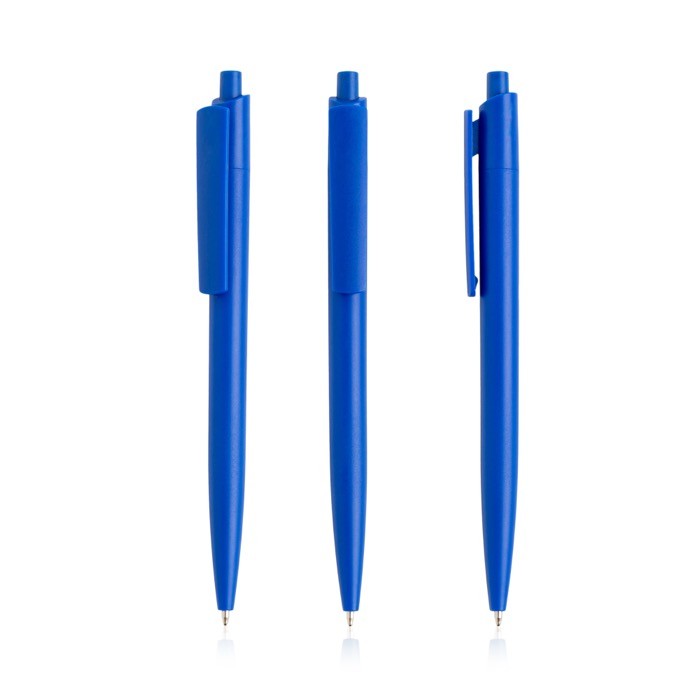 Bolígrafo ecológico con cuerpo monocolor y clip ancho tinta azul color azul real Bolígrafo ecológico con cuerpo monocolor y clip ancho tinta azul color azul real