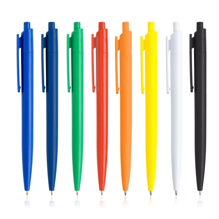 Bolígrafo ecológico con cuerpo monocolor y clip ancho tinta azul vista 1 Bolígrafo ecológico con cuerpo monocolor y clip ancho tinta azul vista 1