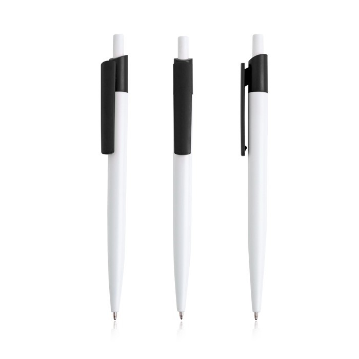 Bolígrafo en plástico reciclado con clip ancho de color tinta azul color negro vista 11