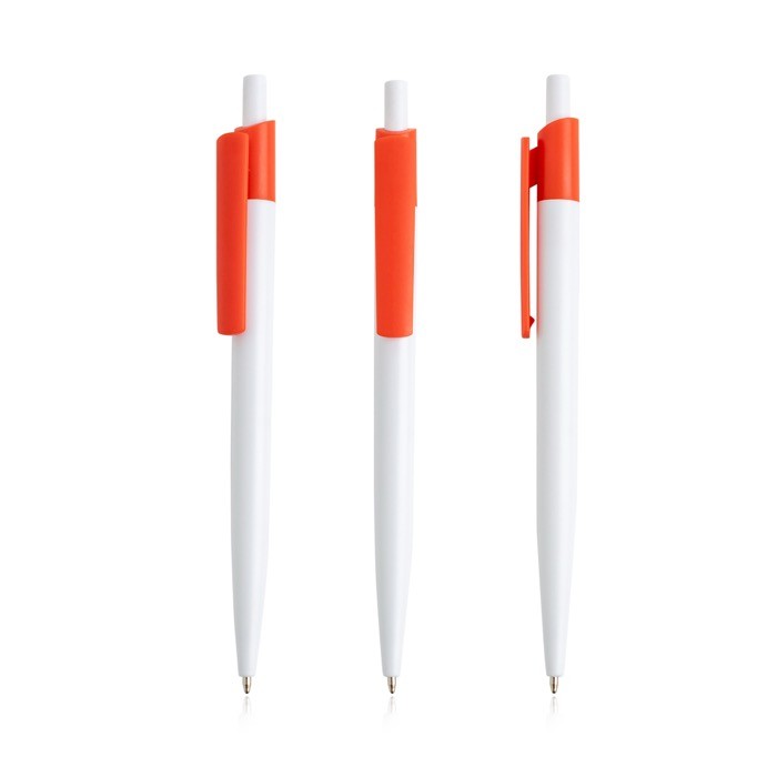 Bolígrafo en plástico reciclado con clip ancho de color tinta azul color rojo