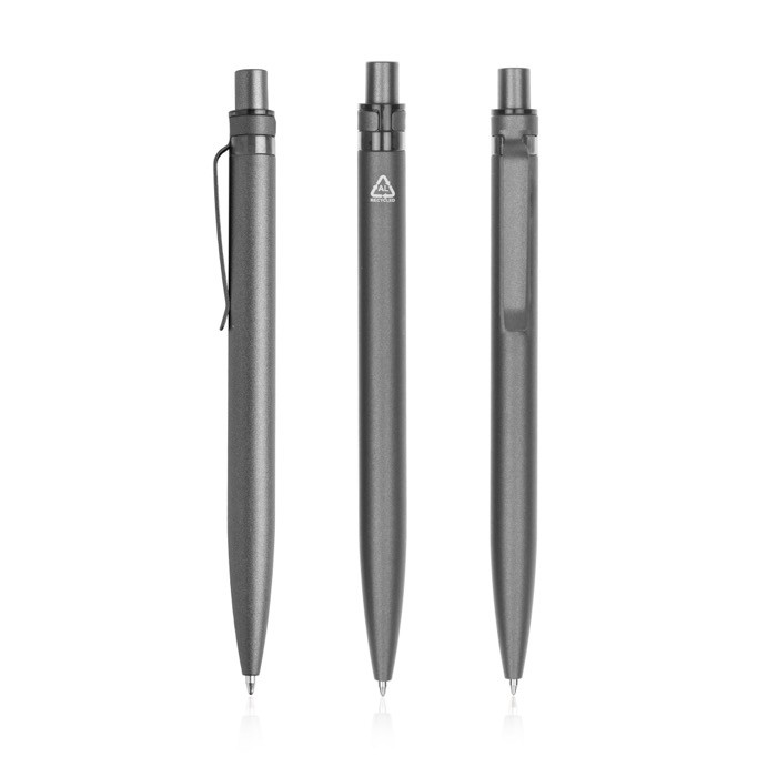 Bolígrafo de aluminio reciclado con detalle a color tinta azul color negro vista 11 Bolígrafo de aluminio reciclado con detalle a color tinta azul color negro vista 11