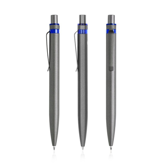 Bolígrafo de aluminio reciclado con detalle a color tinta azul color azul real Bolígrafo de aluminio reciclado con detalle a color tinta azul color azul real