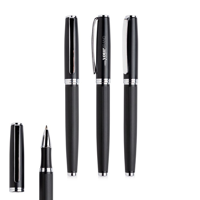 Roller de metal elegante con cuerpo con relieve y tinta negra